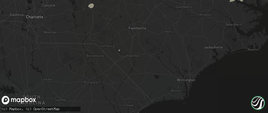 Hail map in Lumberton, NC on July 20, 2026