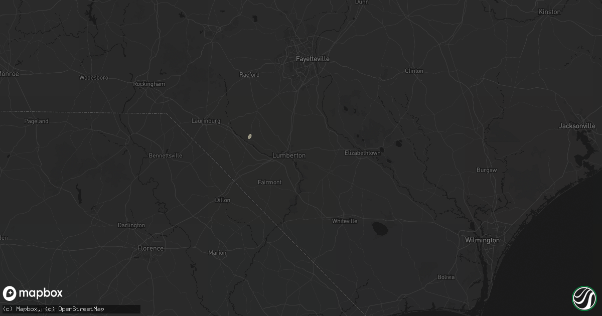 Hail map in Lumberton, NC on July 20, 2026