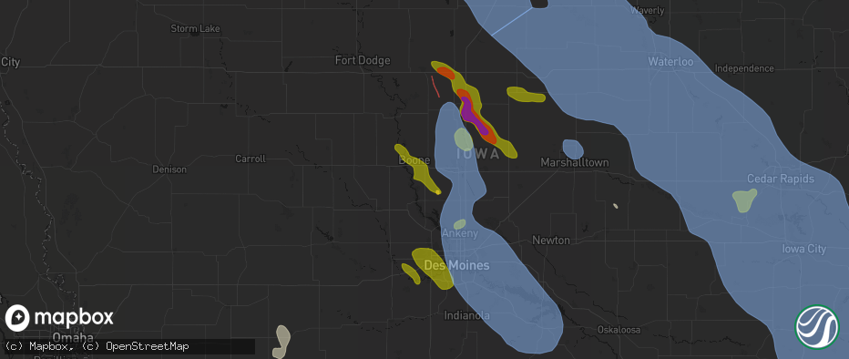 Hail map in Luther, IA on July 20, 2026