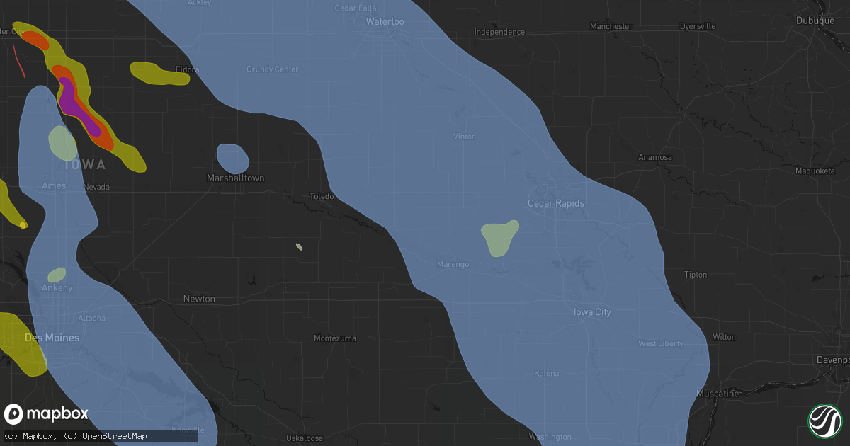 Hail map in Luzerne, IA on July 20, 2026