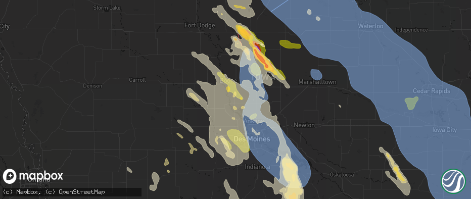 Hail map in Madrid, IA on July 20, 2026