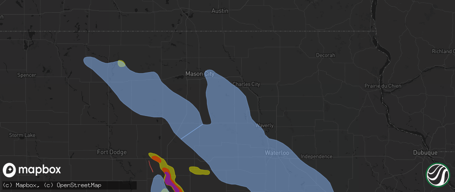 Hail map in Marble Rock, IA on July 20, 2026