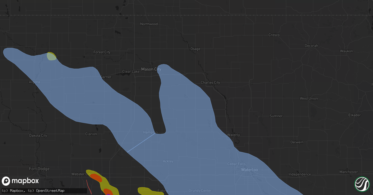 Hail map in Marble Rock, IA on July 20, 2026
