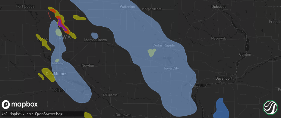 Hail map in Marengo, IA on July 20, 2026