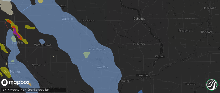 Hail map in Martelle, IA on July 20, 2026