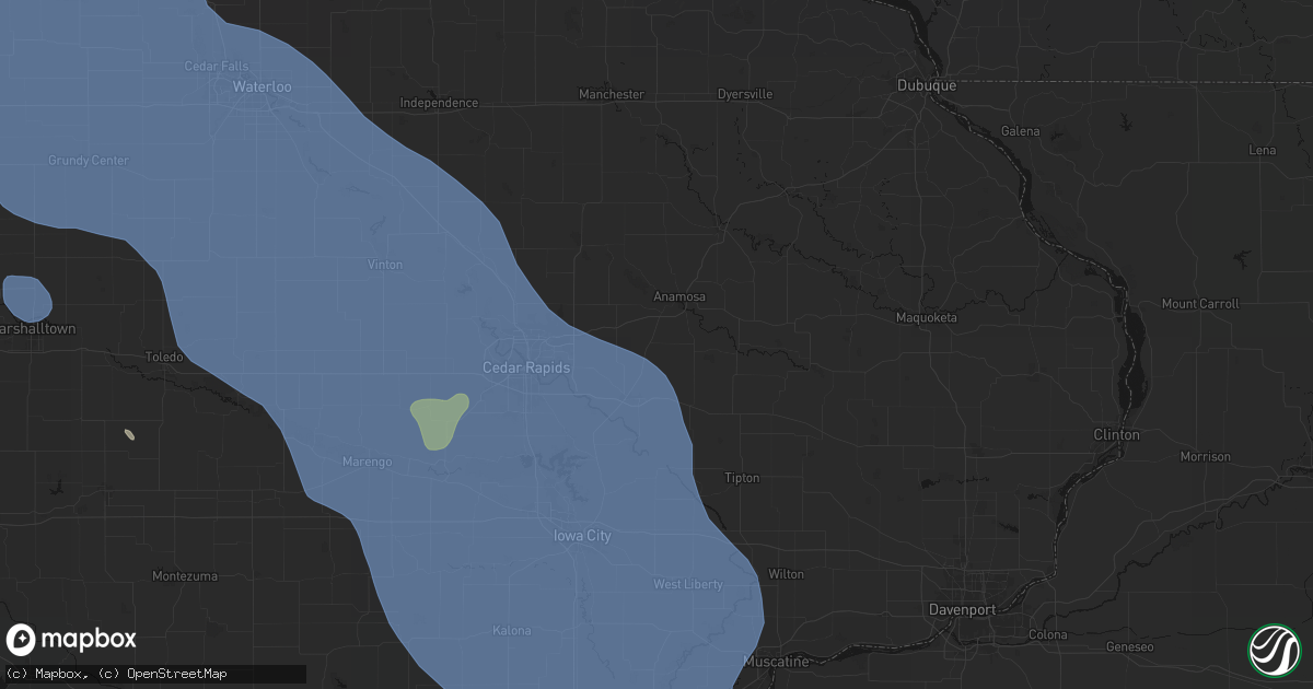 Hail map in Martelle, IA on July 20, 2026