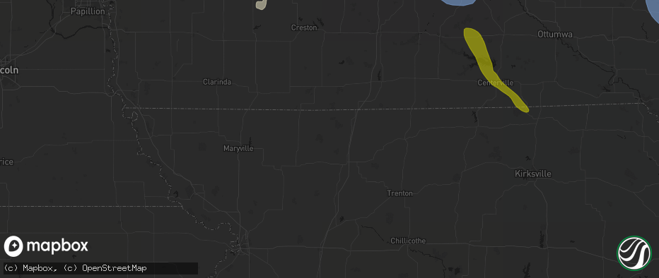 Hail map in Martinsville, MO on July 20, 2026