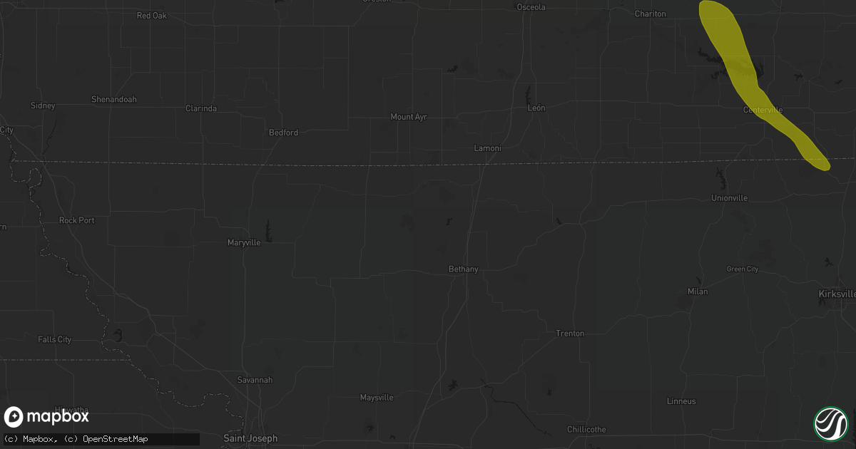 Hail map in Martinsville, MO on July 20, 2026