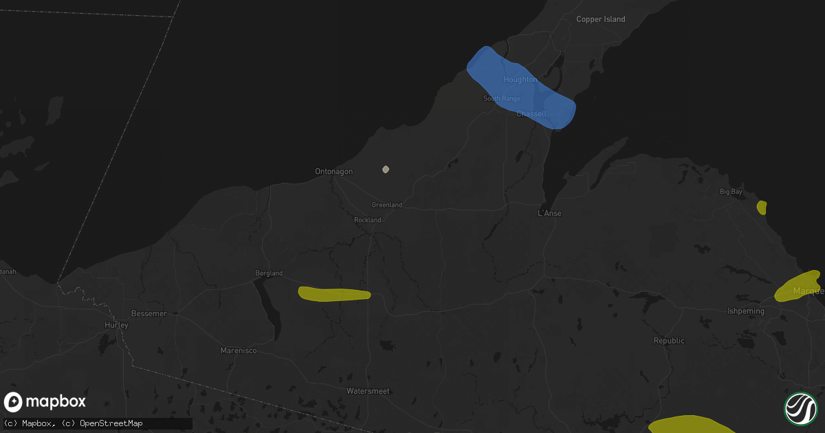 Hail map in Mass City, MI on July 20, 2026