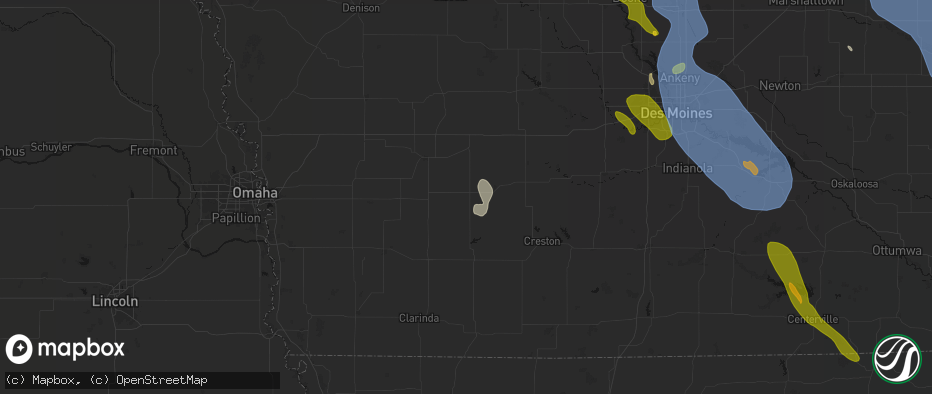 Hail map in Massena, IA on July 20, 2026