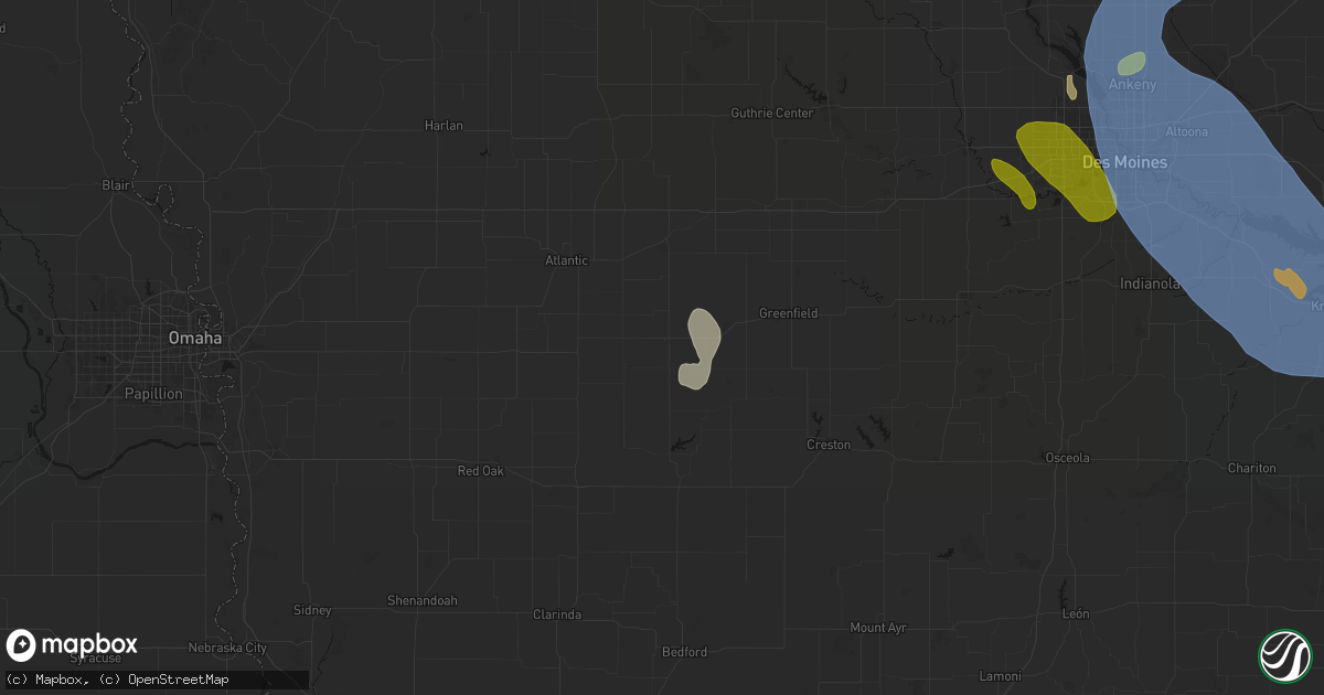 Hail map in Massena, IA on July 20, 2026