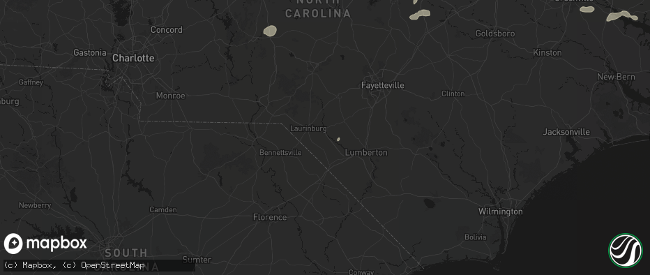 Hail map in Maxton, NC on July 20, 2026