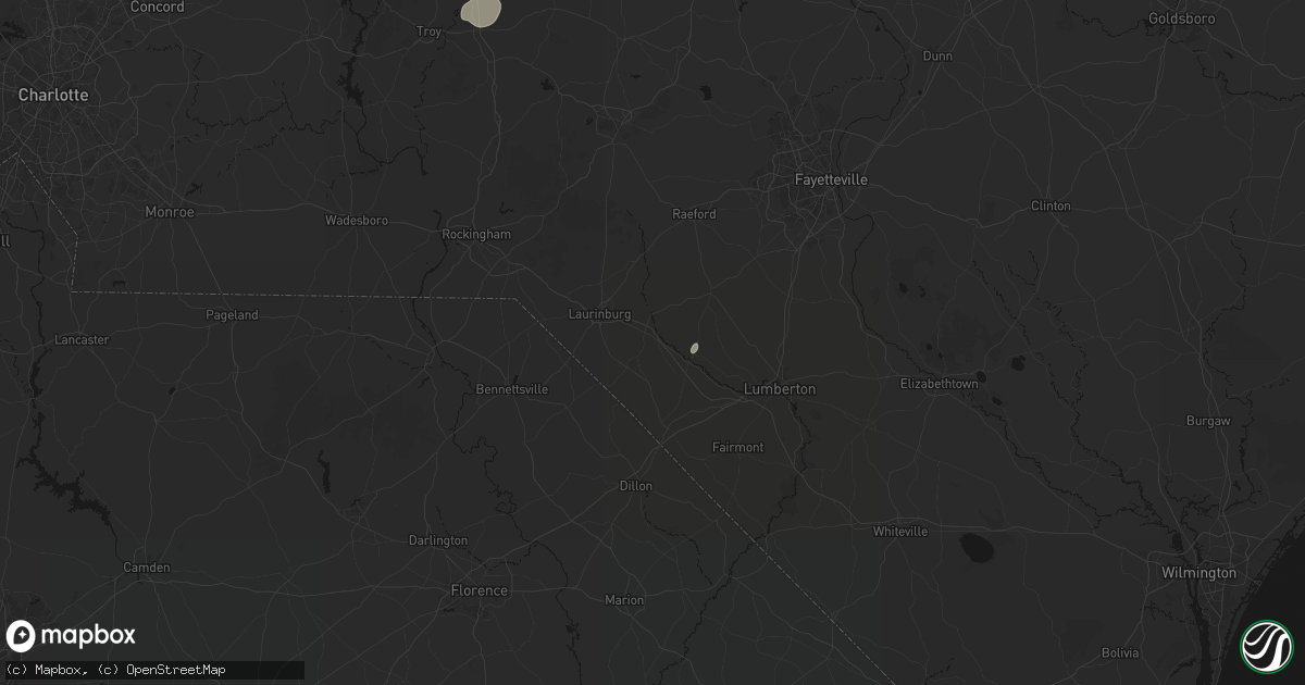 Hail map in Maxton, NC on July 20, 2026