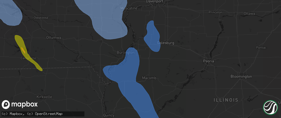 Hail map in Media, IL on July 20, 2026