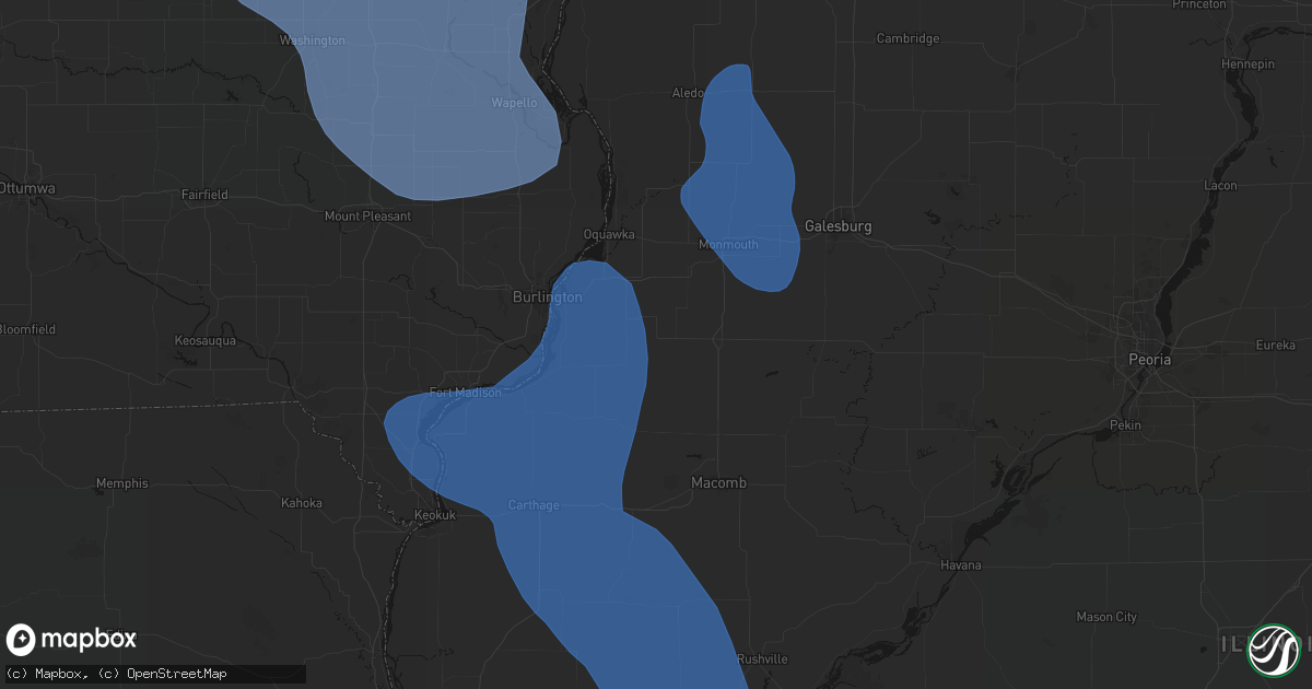 Hail map in Media, IL on July 20, 2026