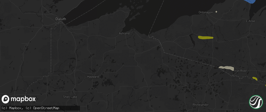Hail map in Mellen, WI on July 20, 2026