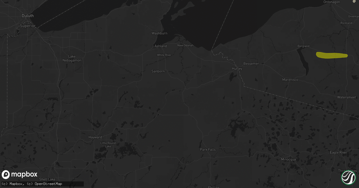 Hail map in Mellen, WI on July 20, 2026