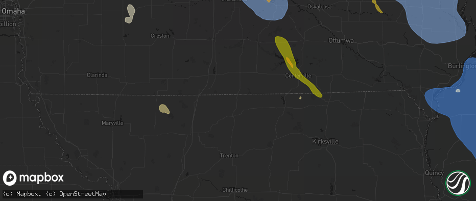 Hail map in Mercer, MO on July 20, 2026