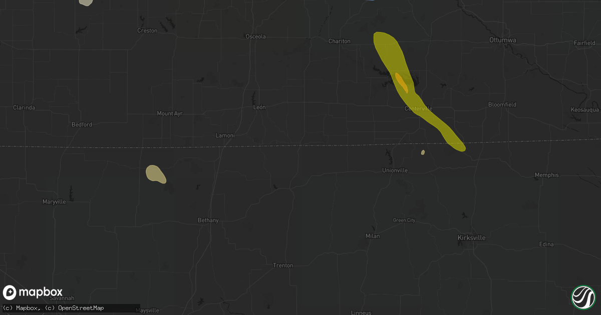 Hail map in Mercer, MO on July 20, 2026
