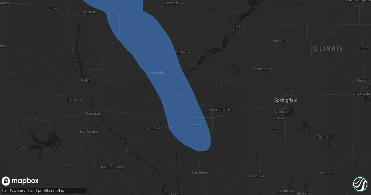 Hail map in Meredosia, IL on July 20, 2026