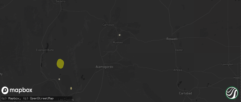 Hail map in Mescalero, NM on July 20, 2026