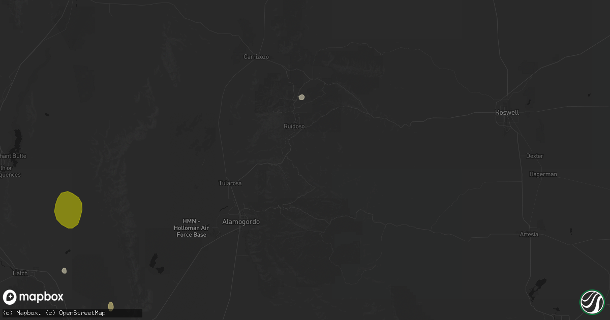 Hail map in Mescalero, NM on July 20, 2026
