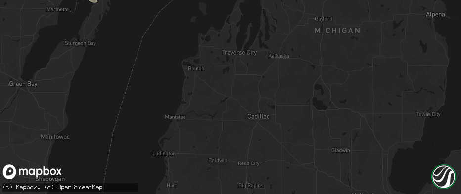 Hail map in Mesick, MI on July 20, 2026