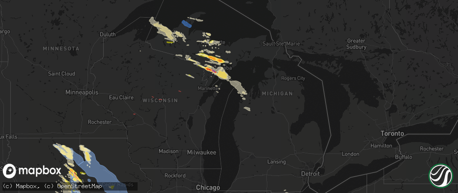 Hail map in Michigan on July 20, 2026