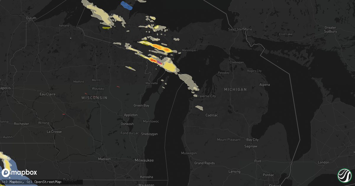 Hail map in Michigan on July 20, 2026