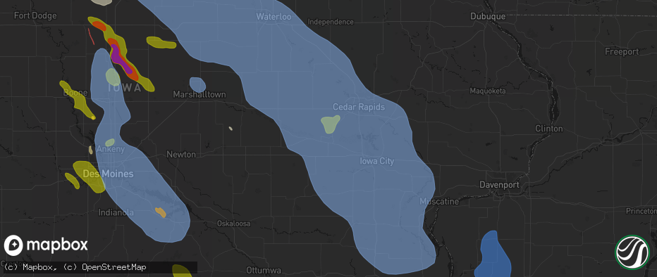 Hail map in Middle Amana, IA on July 20, 2026
