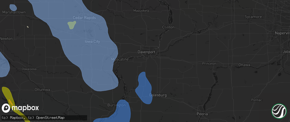 Hail map in Milan, IL on July 20, 2026