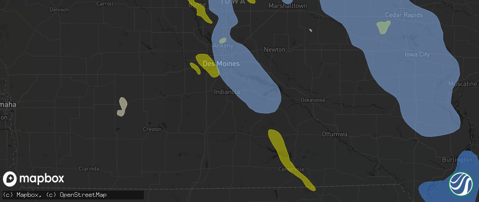 Hail map in Milo, IA on July 20, 2026