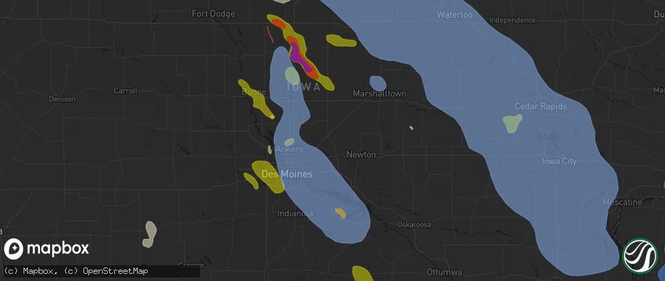 Hail map in Mingo, IA on July 20, 2026