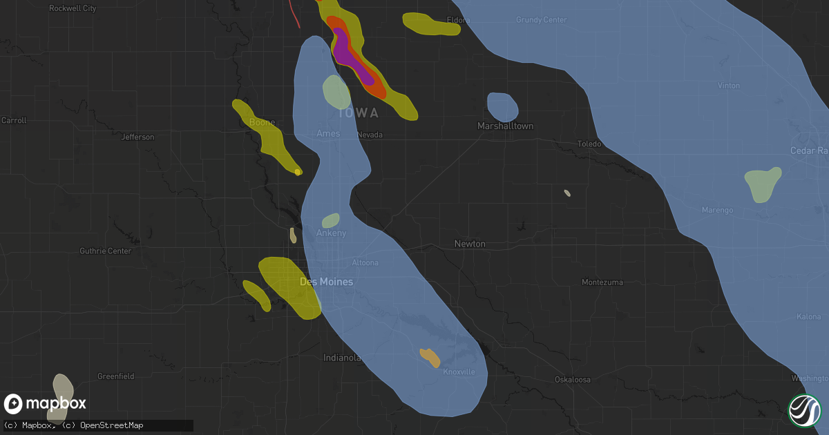 Hail map in Mingo, IA on July 20, 2026