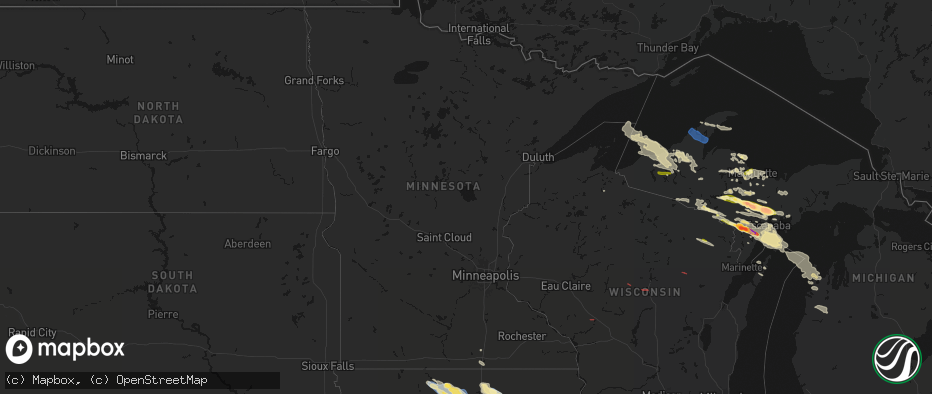 Hail map in Minnesota on July 20, 2026