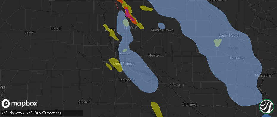 Hail map in Mitchellville, IA on July 20, 2026