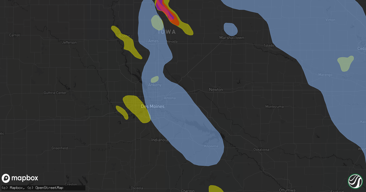 Hail map in Mitchellville, IA on July 20, 2026
