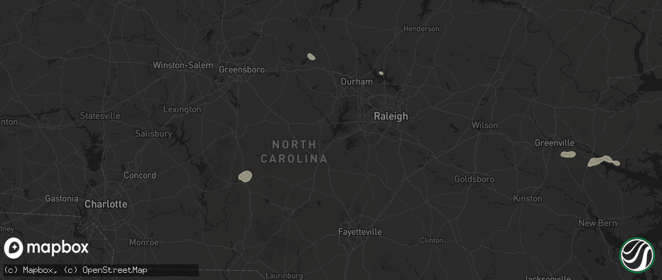Hail map in Moncure, NC on July 20, 2026