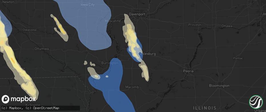 Hail map in Monmouth, IL on July 20, 2026