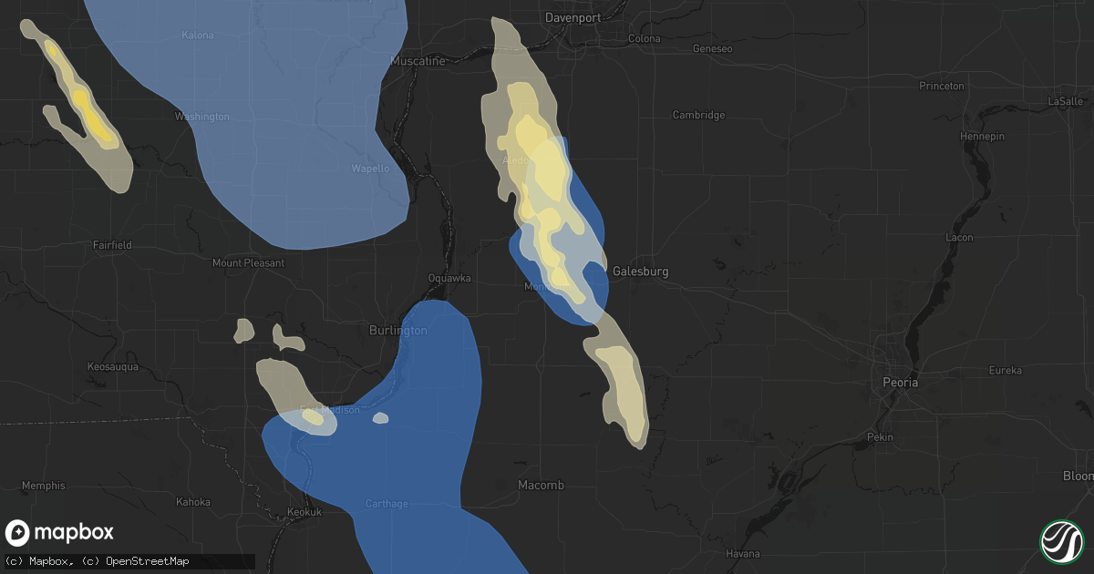 Hail map in Monmouth, IL on July 20, 2026