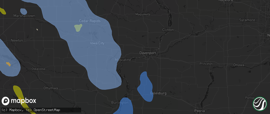 Hail map in Montpelier, IA on July 20, 2026