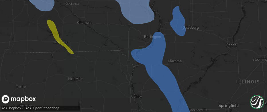 Hail map in Montrose, IA on July 20, 2026