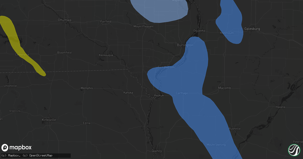 Hail map in Montrose, IA on July 20, 2026