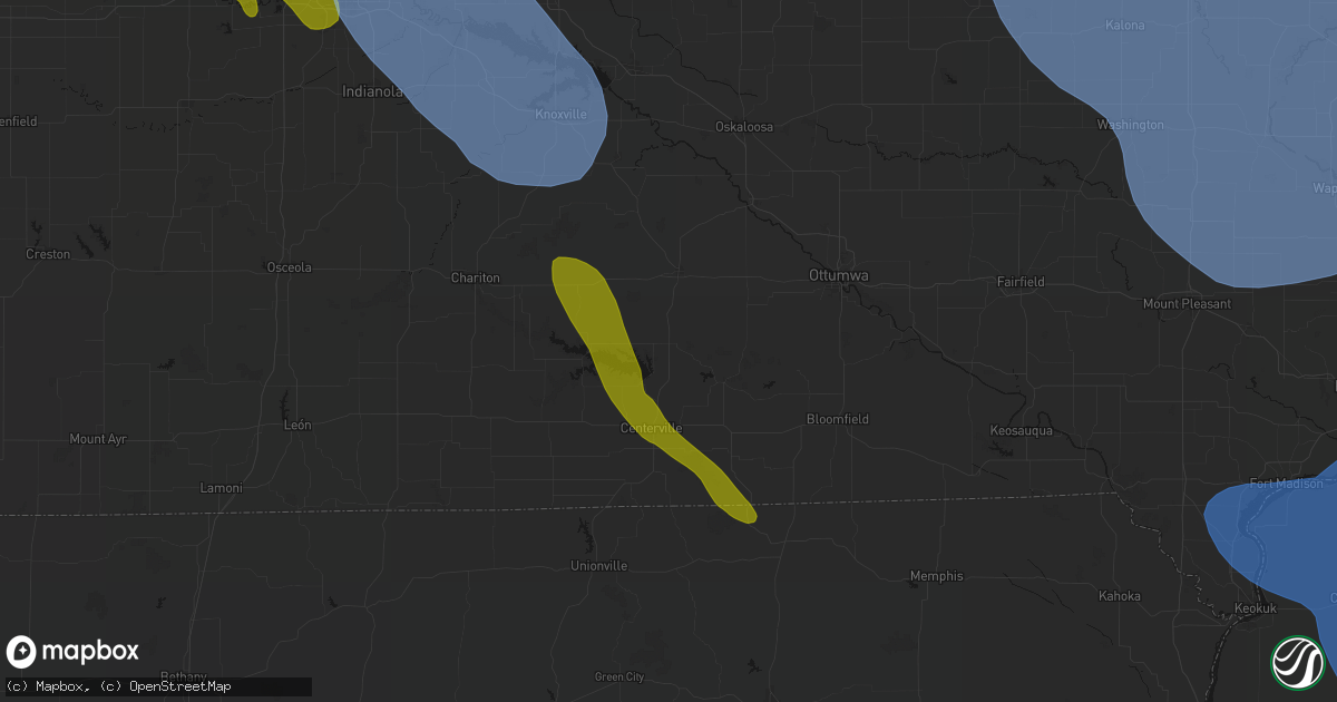 Hail map in Moravia, IA on July 20, 2026