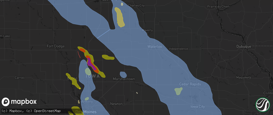 Hail map in Morrison, IA on July 20, 2026