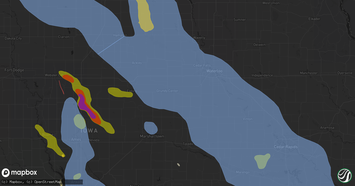 Hail map in Morrison, IA on July 20, 2026