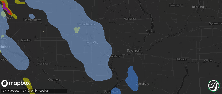 Hail map in Moscow, IA on July 20, 2026