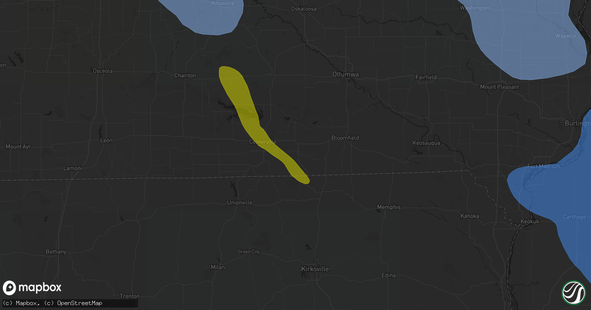 Hail map in Moulton, IA on July 20, 2026
