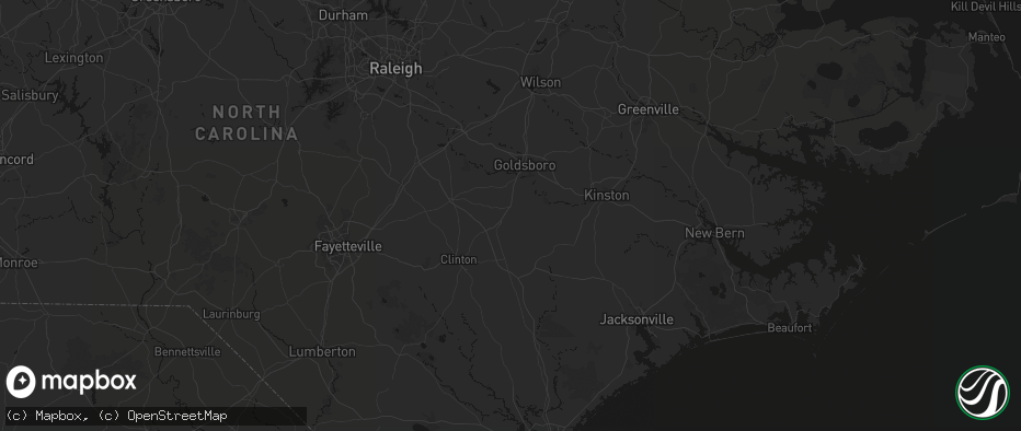 Hail map in Mount Olive, NC on July 20, 2026