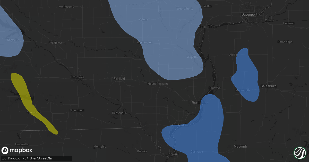 Hail map in Mount Pleasant, IA on July 20, 2026